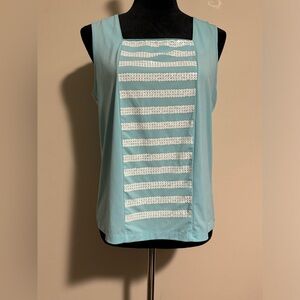 EUC Bob Mackie Blue and White Wearable Art Sequin Tank size small